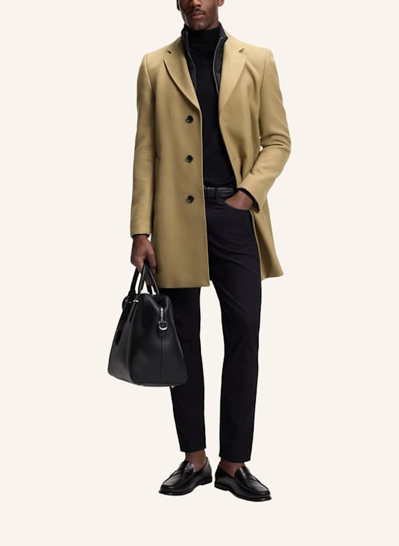 BOSS Klassischer Mantel H-HYDE-BIB-254 Slim Fit KHAKI