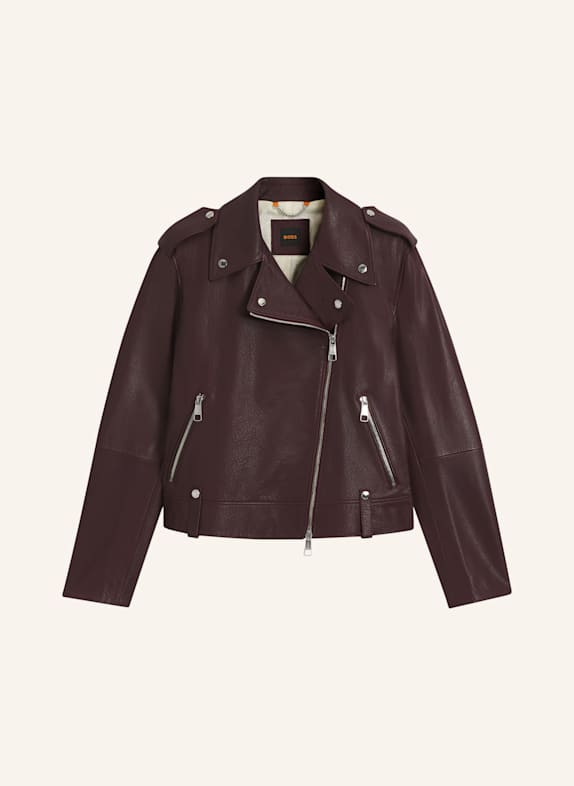 BOSS Lederjacke C_SANDY Regular Fit DUNKELBRAUN