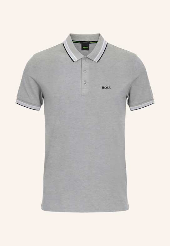 BOSS Piqué-Poloshirt PADDY CURVED Regular Fit SILBER