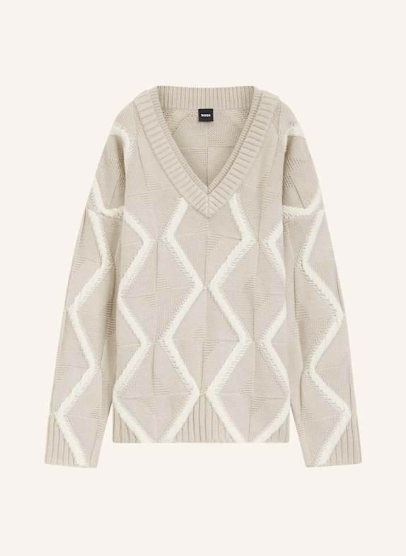 BOSS Pullover FLARIN Relaxed Fit BRAUN