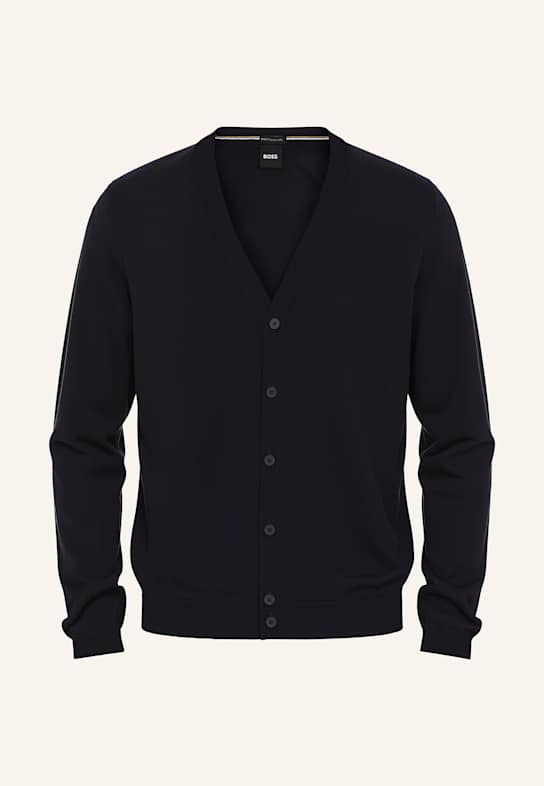 BOSS Strickjacke MARDON-L Slim Fit DUNKELBLAU