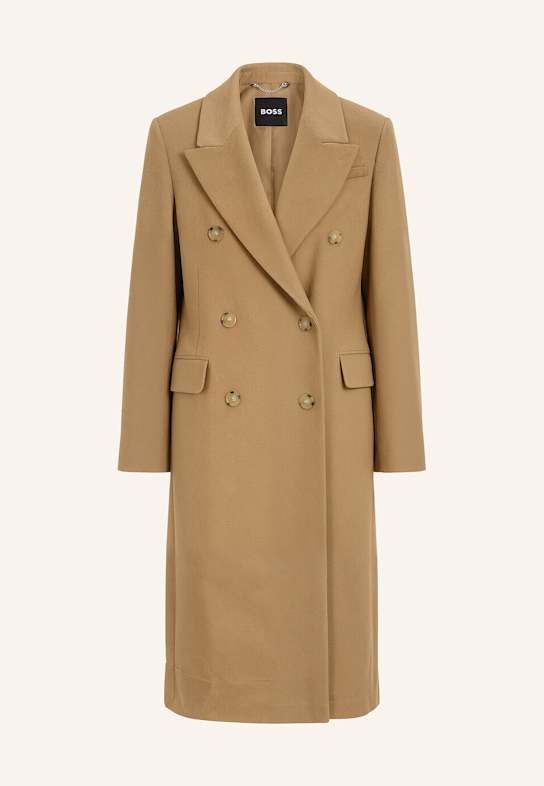 BOSS Klassischer Mantel CALLAF Regular Fit BEIGE