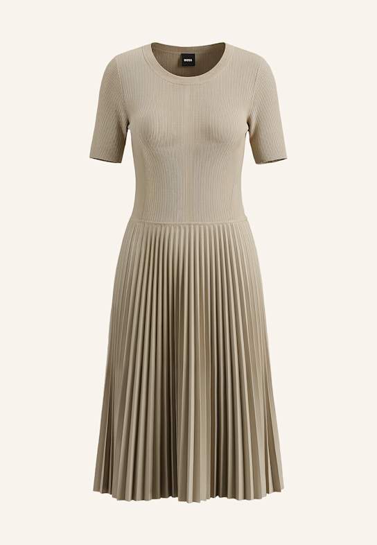 BOSS Kleid FADRIDI im Materialmix mit Plissees BEIGE