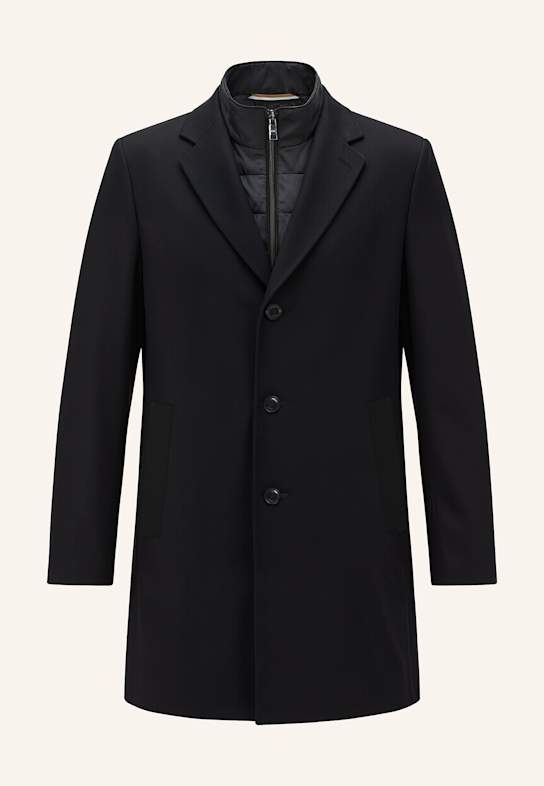 BOSS Klassischer Mantel H-HYDE-BIB-254 Slim Fit SCHWARZ