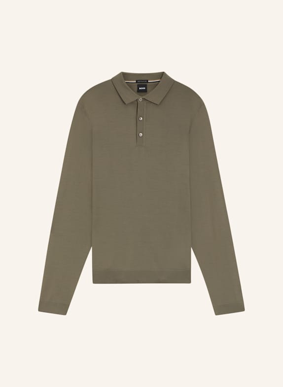 BOSS Strick-Poloshirt LANCIONE BRAUN