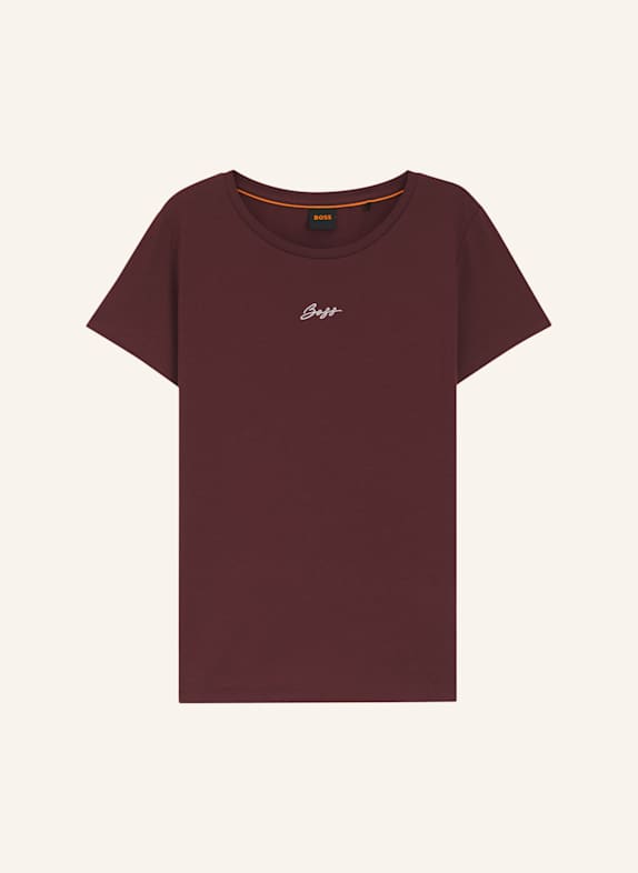BOSS T-Shirt C_ELOVE_EMBRO Slim Fit DUNKELBRAUN