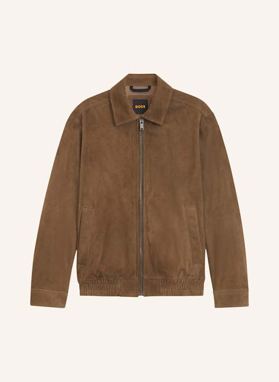 BOSS Lederjacke JOSURF Regular Fit BRAUN