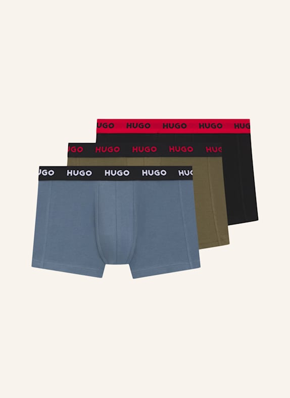 HUGO Boxershort TRUNK TRIPLET PACK OLIV/ DUNKELBLAU/ SCHWARZ