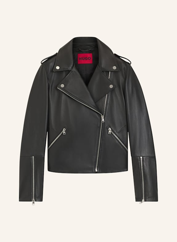 HUGO Lederjacke LUJANA Regular Fit SCHWARZ