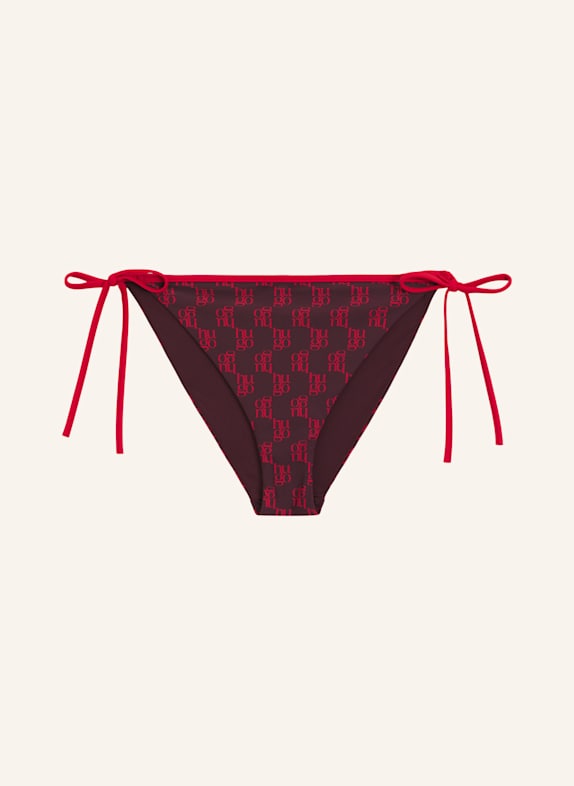 HUGO Bikini-Unterteil MONOGRAM SIDE TIE Regular Fit DUNKELROT