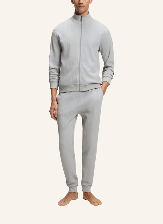 BOSS Loungewear Jacke STRUCTURE ZIP JACKET Regular Fit HELLGRAU