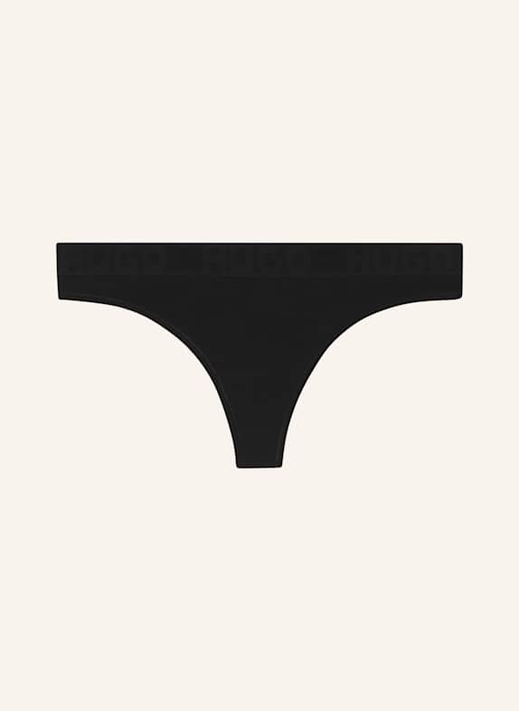 HUGO Slip MESH LOGO THONG SCHWARZ