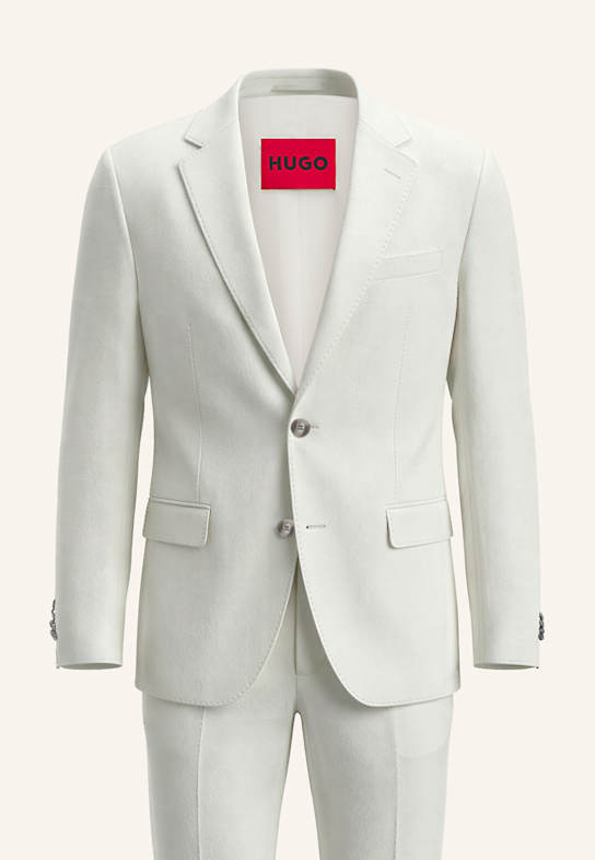 HUGO Business Anzug HENRY-GETLIN253X Slim Fit WEISS