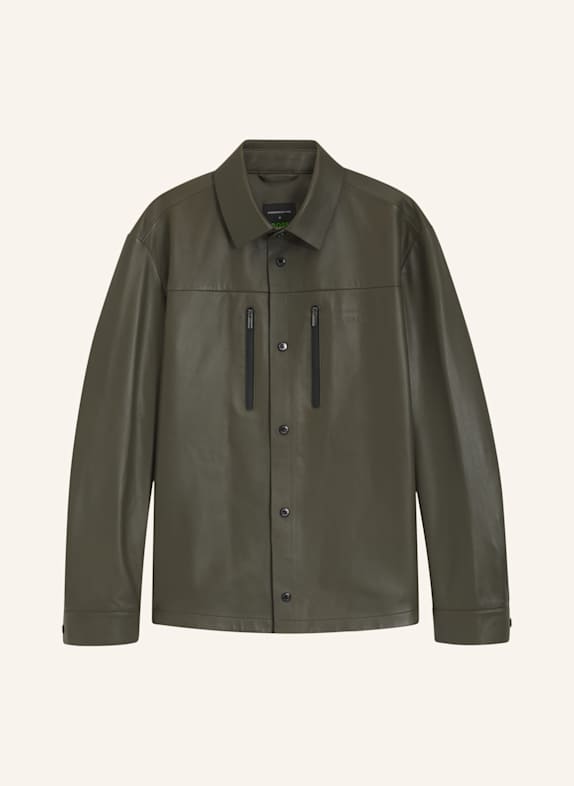 BOSS Lederjacke GRÜN