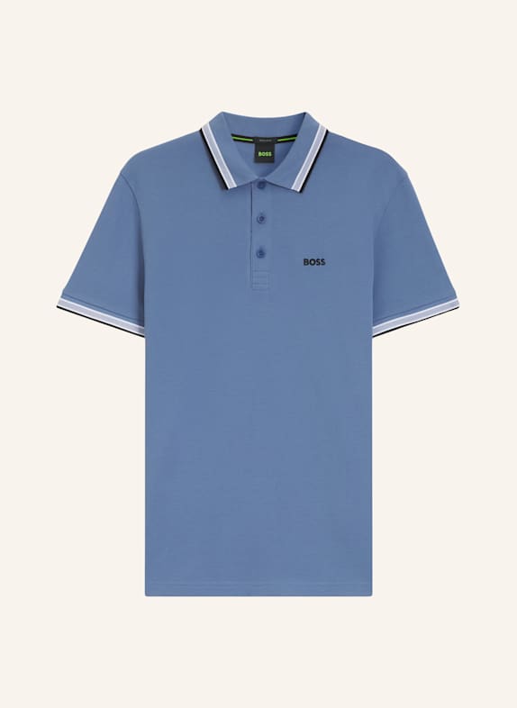 BOSS Piqué-Poloshirt PADDY CURVED Regular Fit BLAU/ HELLBLAU