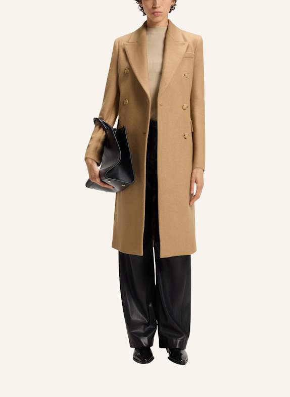 BOSS Klassischer Mantel CALLAF Regular Fit BEIGE