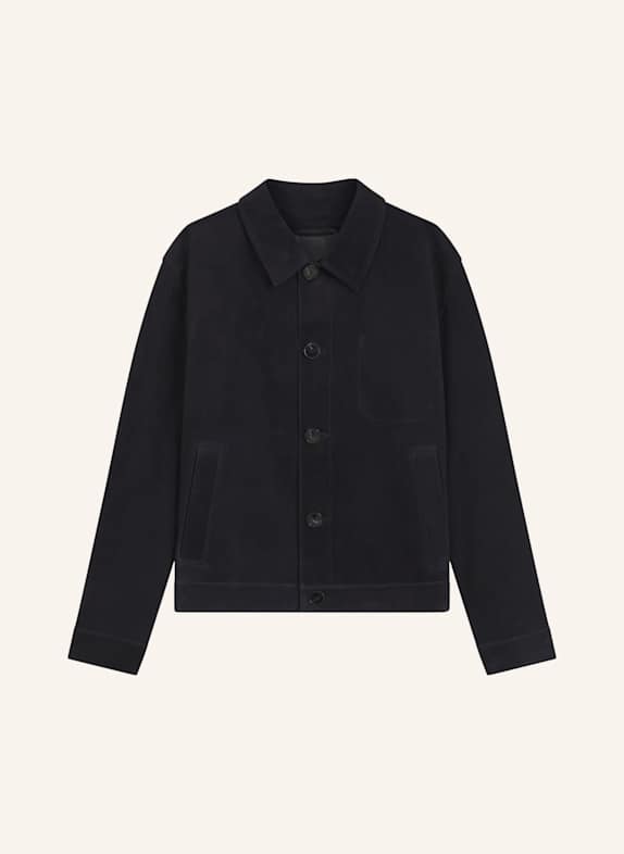 HUGO Lederjacke LIGOR Regular Fit DUNKELBLAU