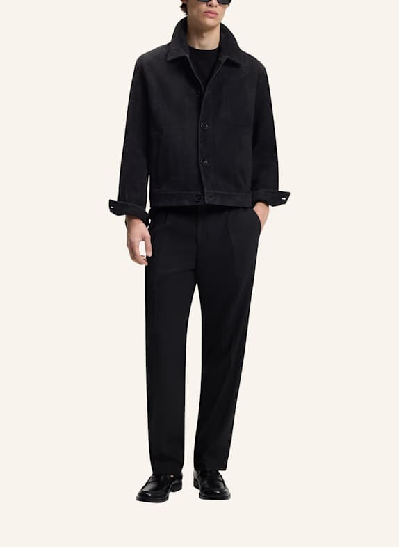 HUGO Lederjacke LIGOR Regular Fit DUNKELBLAU