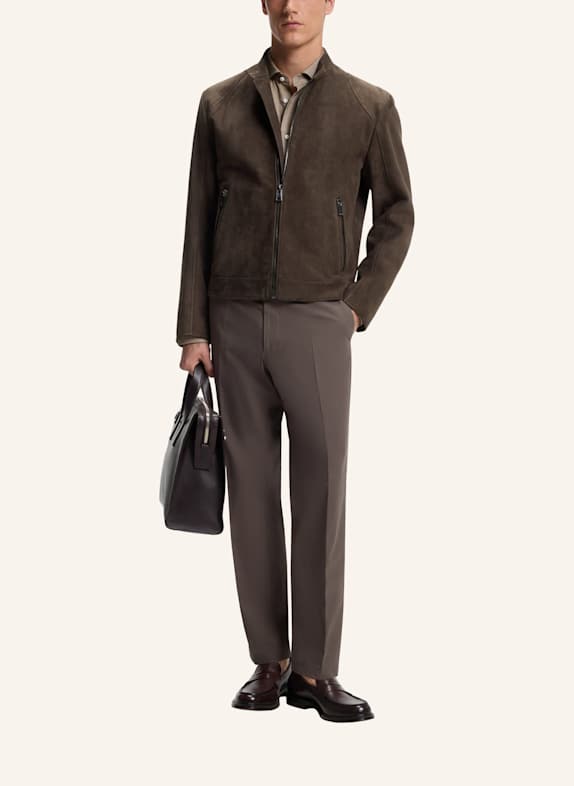 BOSS Lederjacke L-MIKER1 BRAUN