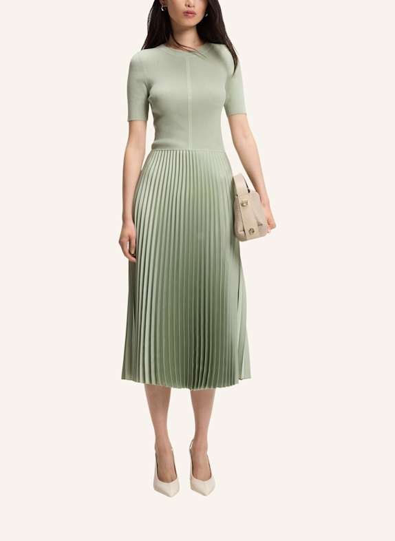 BOSS Kleid FADRIDI im Materialmix mit Plissees GRÜN