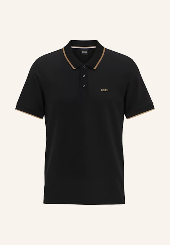 BOSS Piqué-Poloshirt PARLAY SCHWARZ