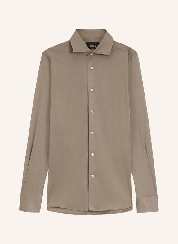 BOSS Business Hemd L-HAYS-SPREAD-C1-243 Slim Fit BRAUN