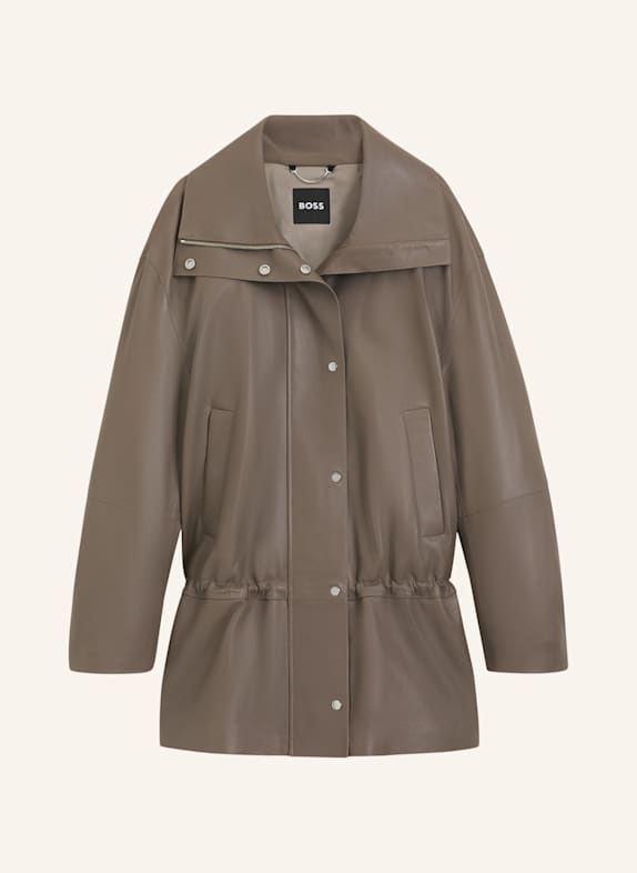 BOSS Lederjacke SALORO Relaxed Fit BRAUN