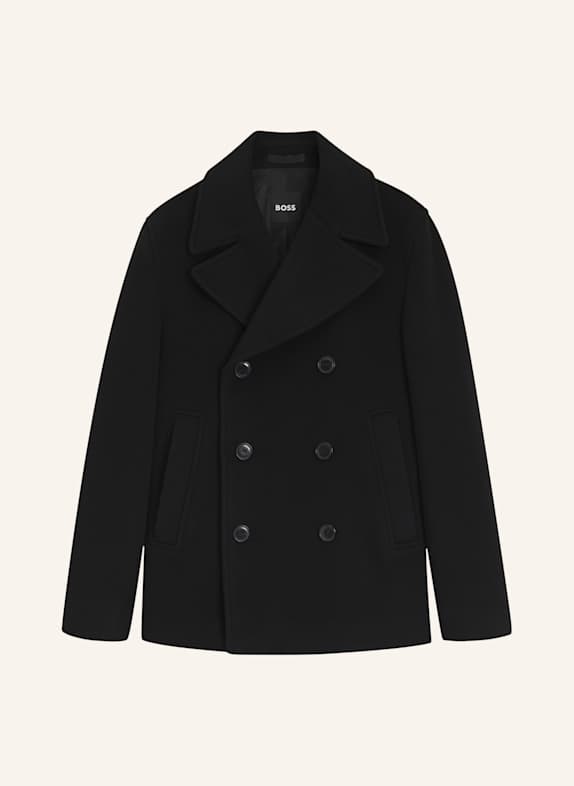 BOSS Coat H-HYDE-PEACOAT-264 Slim Fit SCHWARZ