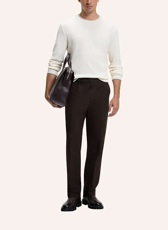 BOSS Anzughose H-PERINO-PLDTLWG-263 Tapered Fit DUNKELBRAUN