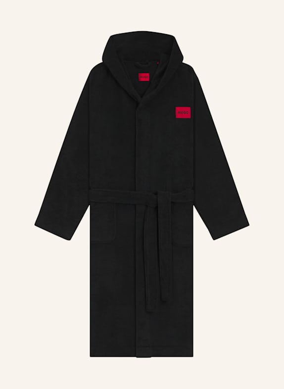 HUGO Morgenmantel TERRY GOWN HOODED SCHWARZ