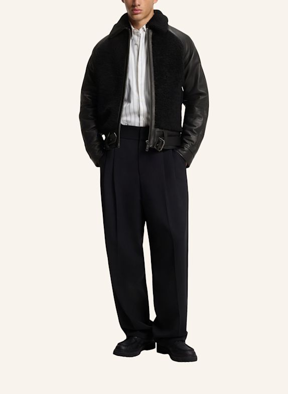HUGO Lederjacke LARAN Regular Fit SCHWARZ