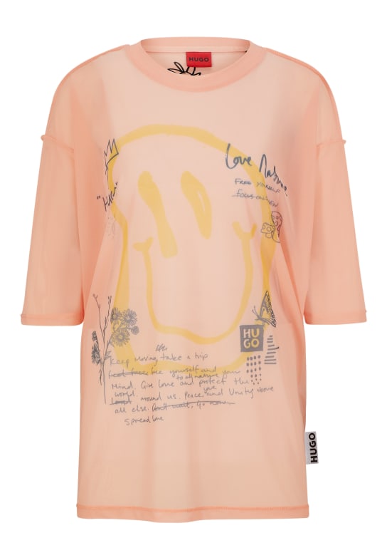HUGO T-Shirt DELILLY Oversize Fit HELLORANGE
