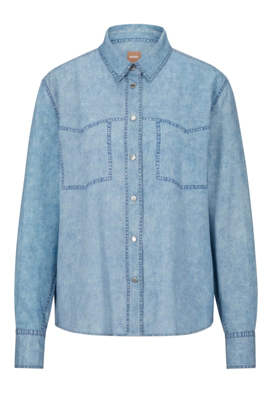BOSS Business Bluse C_BENEDETTINA Regular Fit HELLBLAU