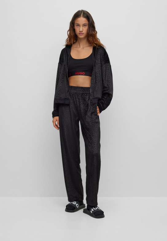 HUGO Loungewear Jacke VELVET_HOODED JACKET Relaxed Fit