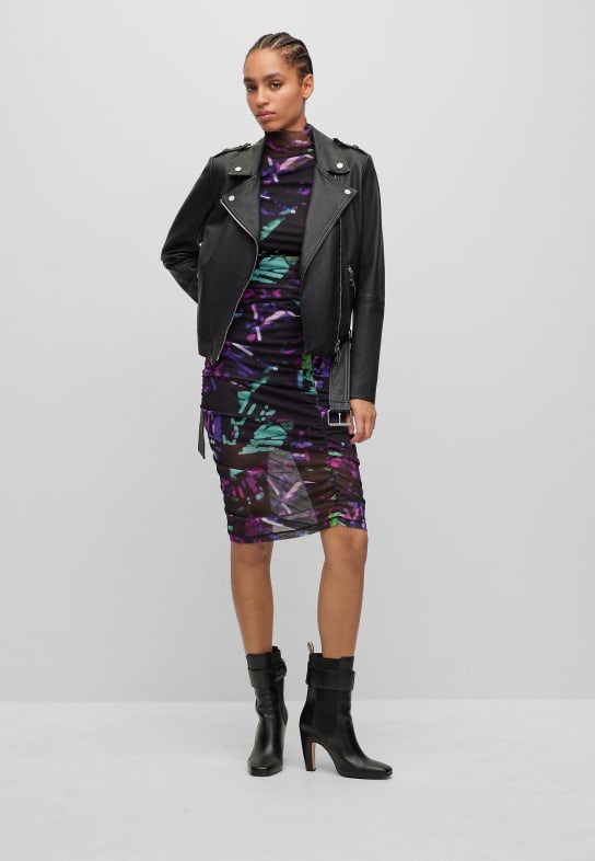 BOSS Lederjacke C_SAMELI Regular Fit SCHWARZ
