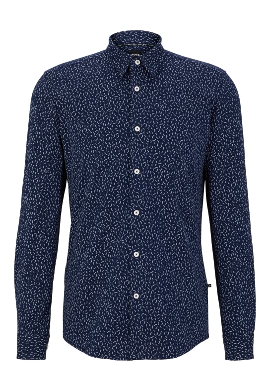 BOSS Casual Hemd P-ROAN-KENT-C1-233 Slim Fit DUNKELBLAU