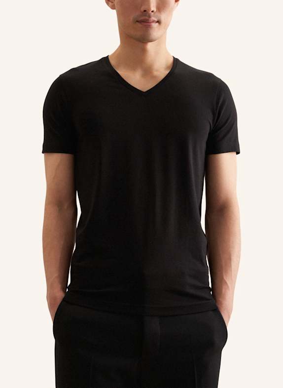 seidensticker T-shirt met slanke pasvorm ZWART