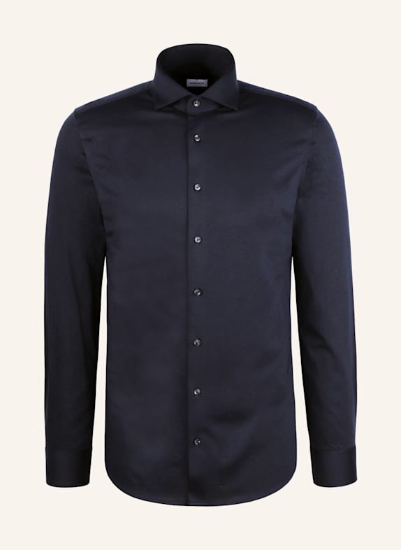 seidensticker Jerseyoverhemd, slim fit DONKERBLAUW