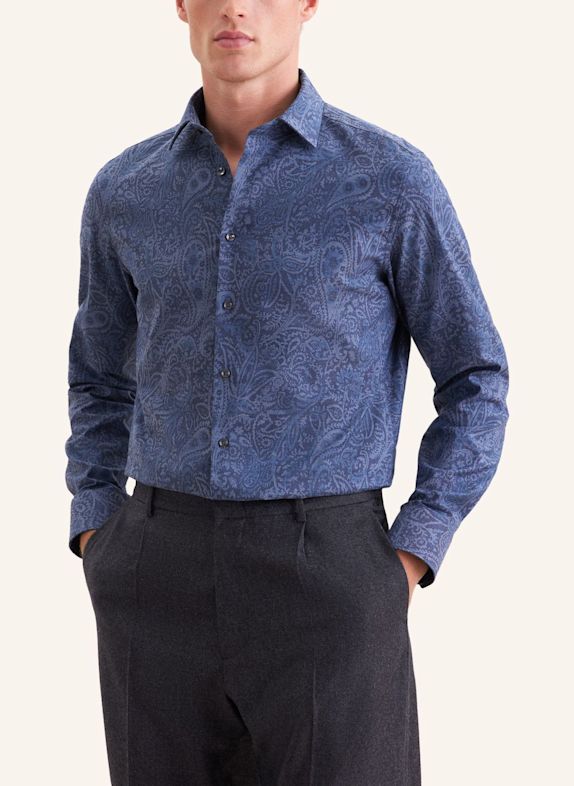 seidensticker Flanellen overhemd Shaped Fit DONKERBLAUW