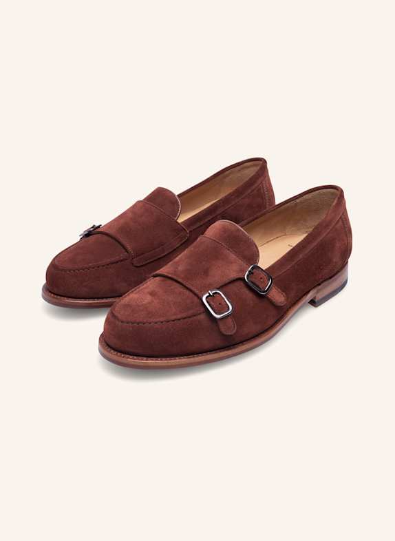 HEINRICH DINKELACKER Loafer WIEN DOUBLE MONK V BRAUN/ ROT
