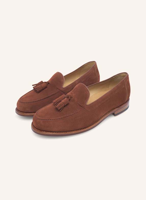 HEINRICH DINKELACKER Loafer WIEN PLAIN TASSEL V BRAUN/ ROT