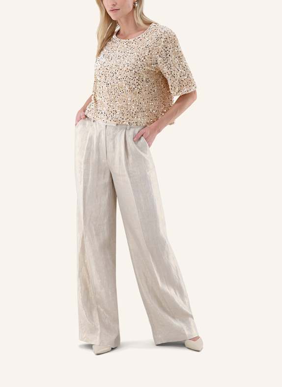 van Laack Blouse met moderne pasvorm BEIGE/ BRUIN
