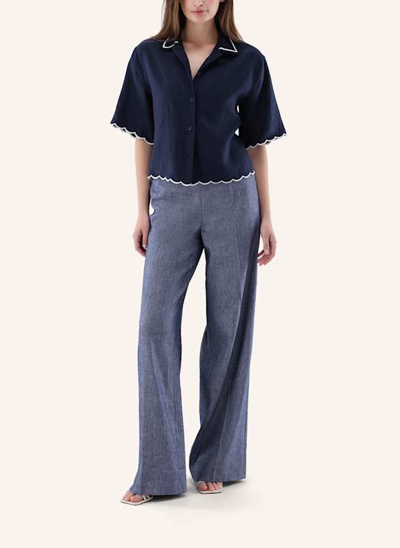 van Laack Blouse met moderne pasvorm DONKERBLAUW