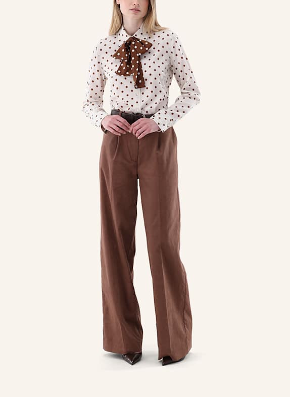van Laack Bluse Modern Fit CREME/ BRAUN