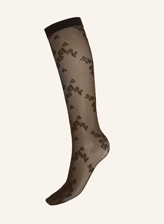 Wolford Kniestrumpf FLORET KNEE-HIGHS DUNKELBRAUN