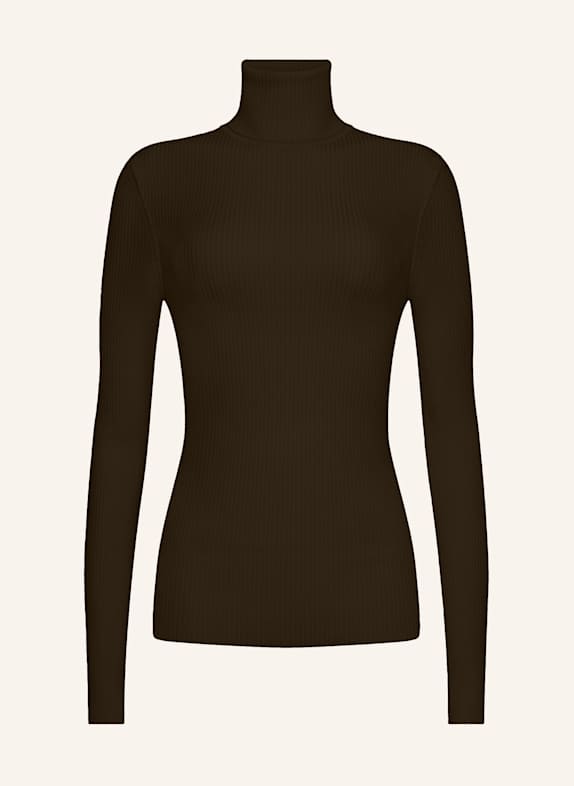 Wolford Pullover MERINO FINE RIB TOP LONG SLEEV DUNKELBRAUN