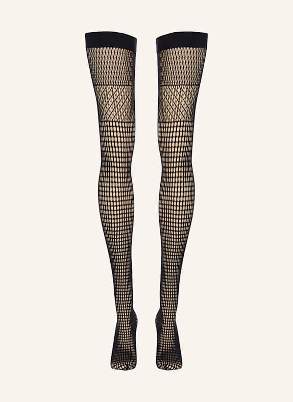 Wolford Halterloser Strumpf MOSAIC NET STAY-UP SCHWARZ