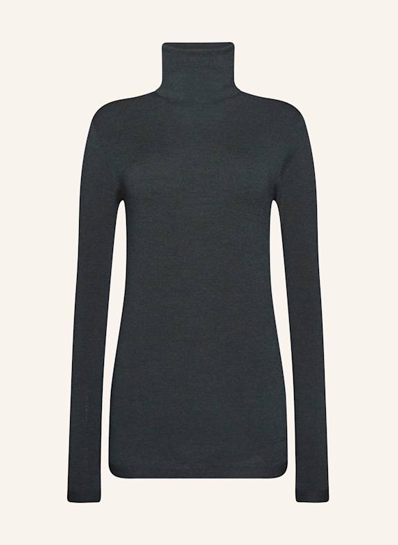 Wolford Pullover THE MERINO TOP LONG SLEEVES DUNKELGRÜN
