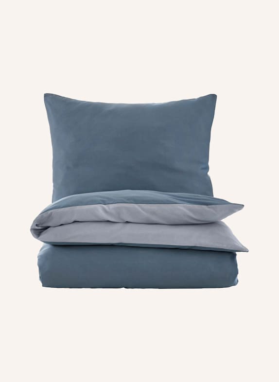 hessnatur Satin Wende Bettwäsche-Set BLAU
