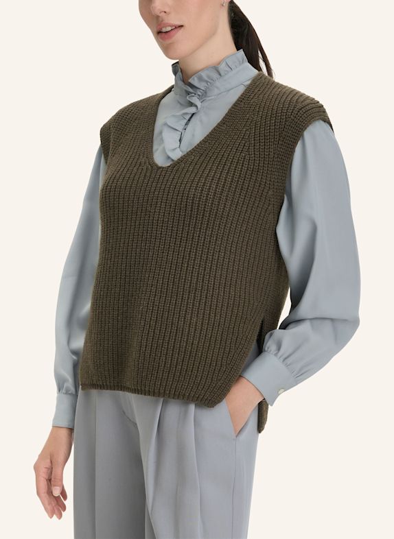 hessnatur hessnatur Strick Pullover Relaxed aus Wolle mit Bio-Baumwolle OLIV